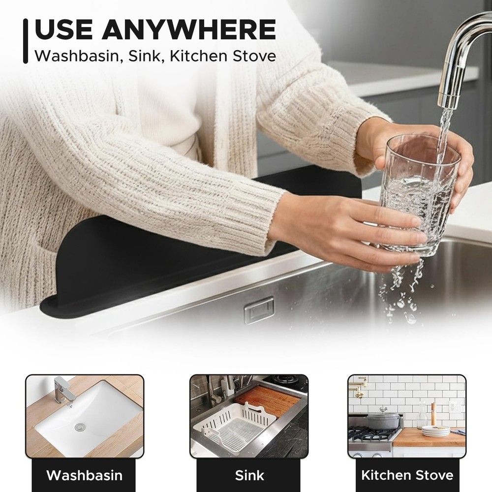 Silicone Sink Splash Guard | Water Splash Guard Backsplash Protector for Kitc...