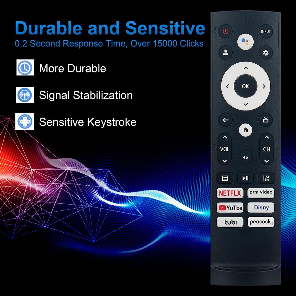 Replacement Remote Control for Hisense Smart Google TV Model 43A6H Black