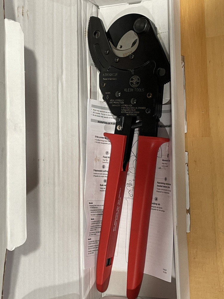 Klein Tools 63800ACSR 1-24 Quantity Ratcheting Cable Cutter