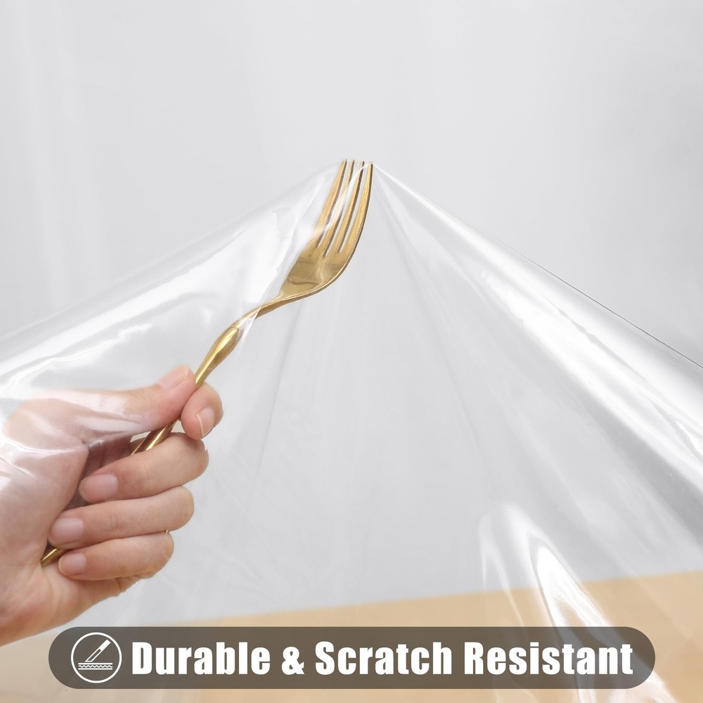 60x84Inch Clear Rectangular Table Cloth Waterproof Spill Proof Vinyl Table Cover