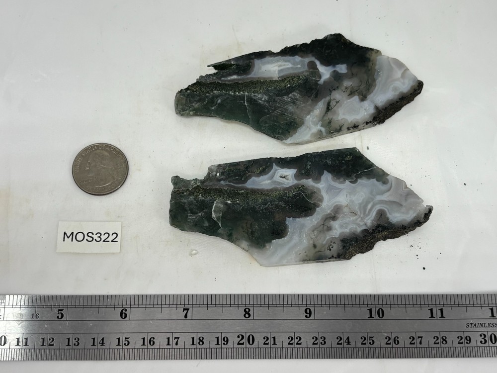 Semi-translucent Moss Agate Slabs Cabbing Lapidary Combo Ship Avail