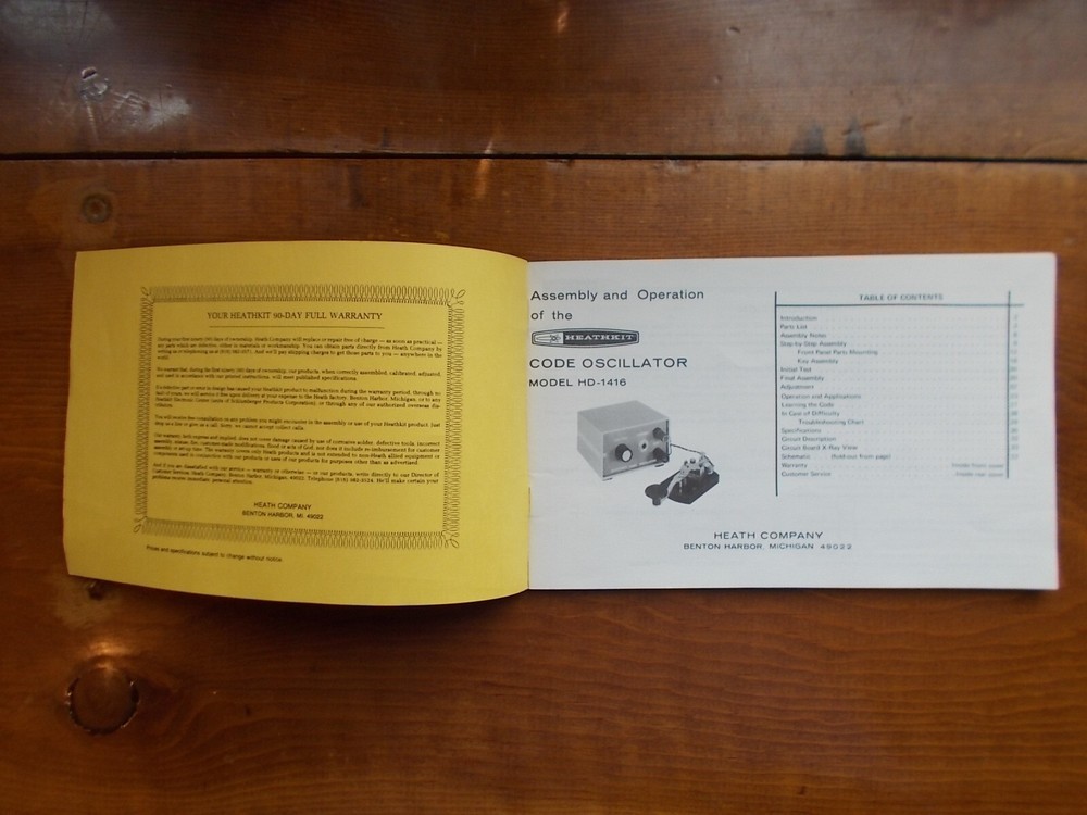 HEATHKIT MANUAL Code Oscillator -model HD-1416 original manual 1-595-1732-02