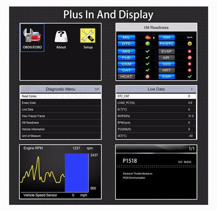 Dodge Ram Automotive Fault Code Reader Scanner Reset Tool OBD2 OBDII OBD NT201
