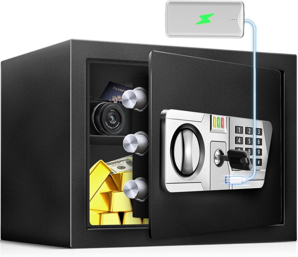 1.5 Cu Ft Small Fireproof Safe Box For Home Documents with Type-C External Po...