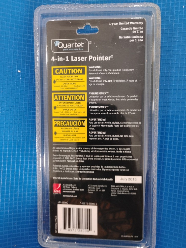 New Quartet 4-in-1 Laser Pointer - Pointer/LED Light/Ball Point Pen/PDA Stylus