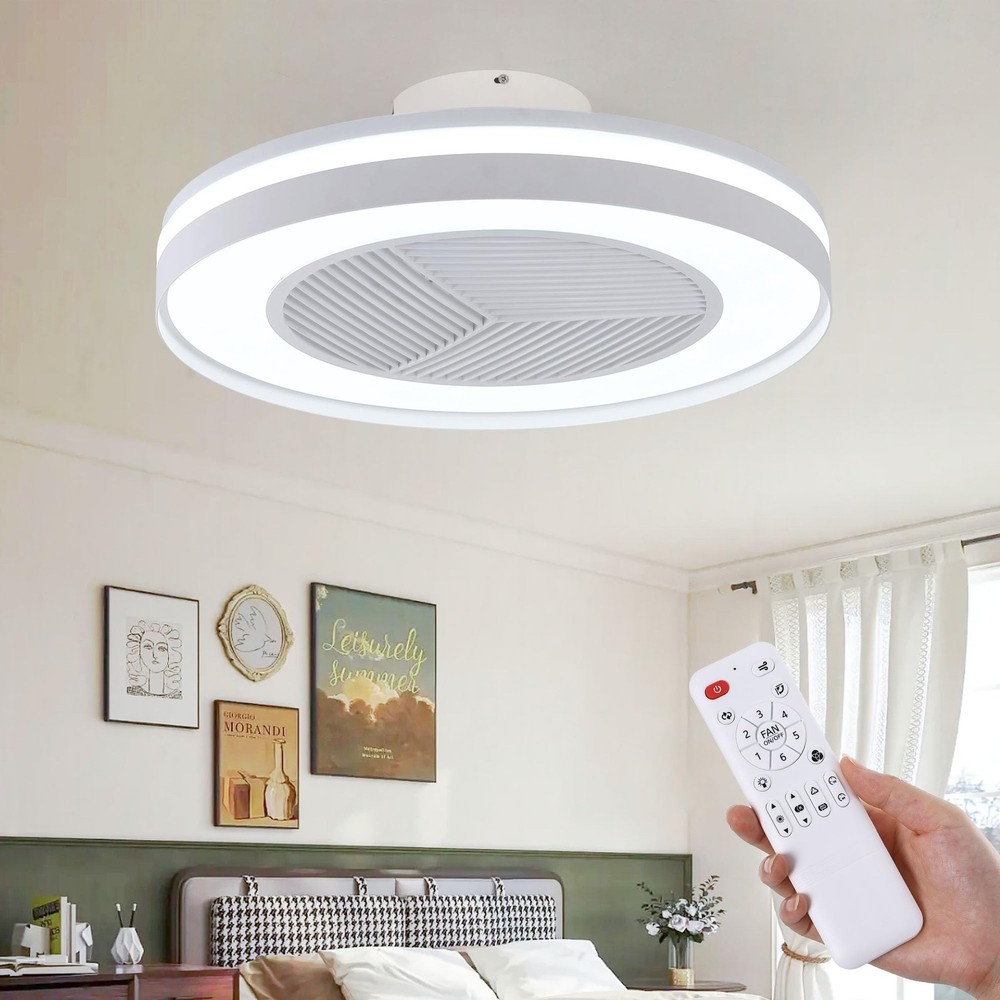 Smart Low Profle Ceiling Fans with 3-Dimmable Light Remote/APP Control, 20" B...