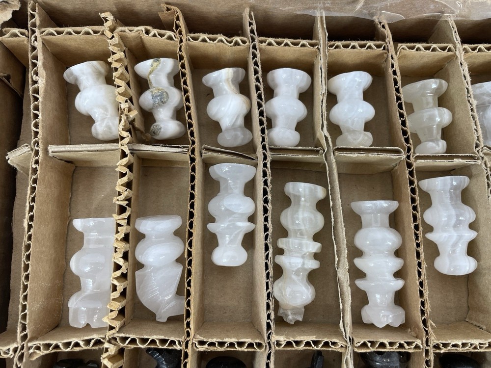 Vintage Marble & Onyx Chess Set Complete