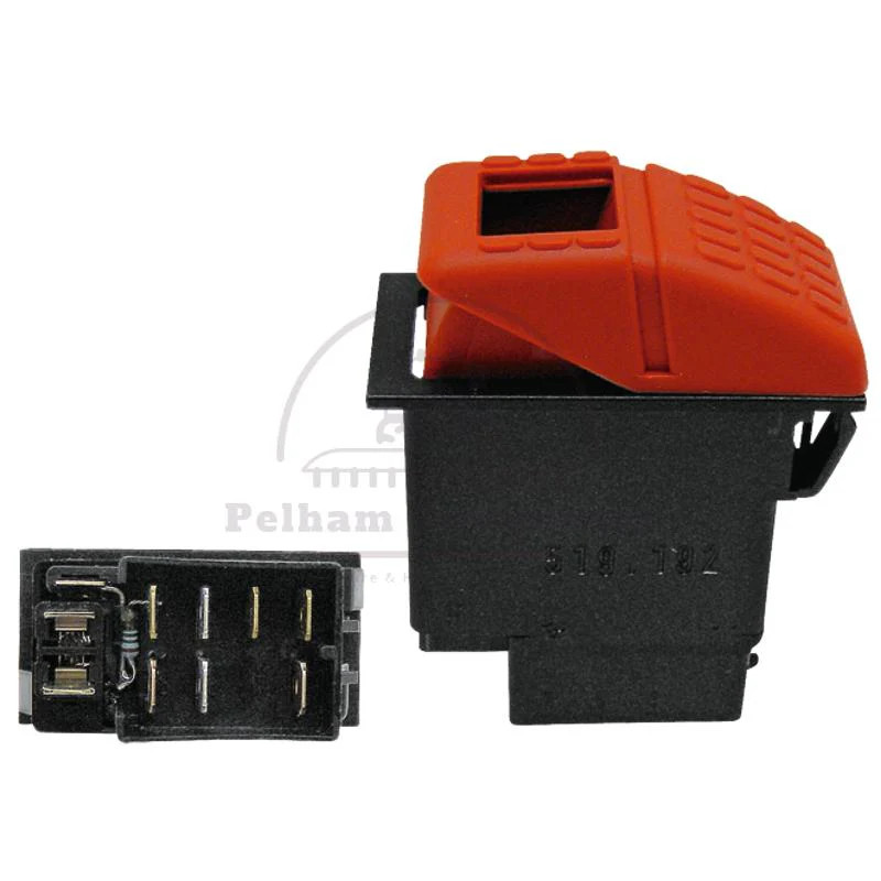 Hazard Warning Light Switch 7 Blade Terminals 6.3x0.8mm Red Button
