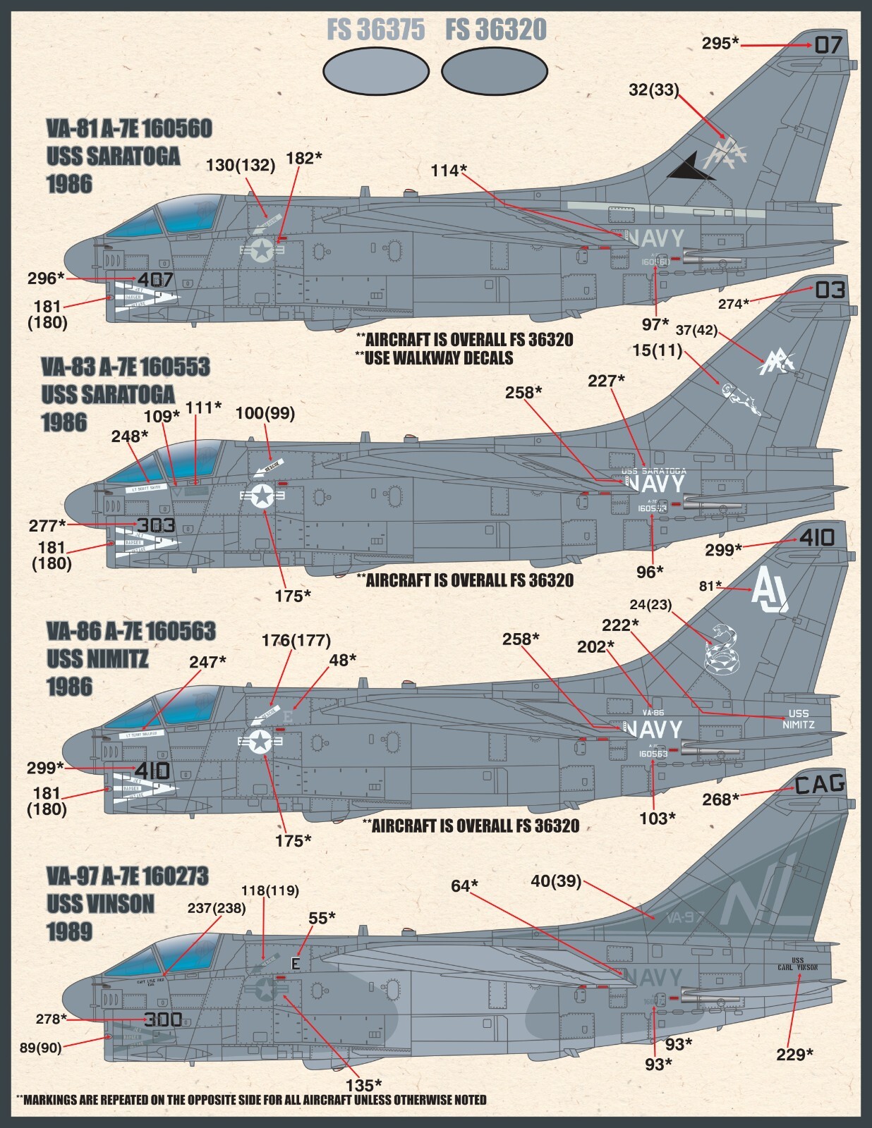 1/48 Furball A-7E "Lo-Viz SLUFs" Decals for the Hasegawa Kit
