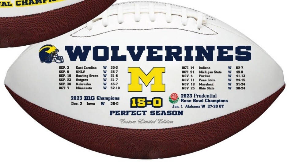 MICHIGAN WOLVERINES 2023 NATIONAL CHAMPIONS 12-TIME CHAMPIONS SOUVENIR FOOTBALLS