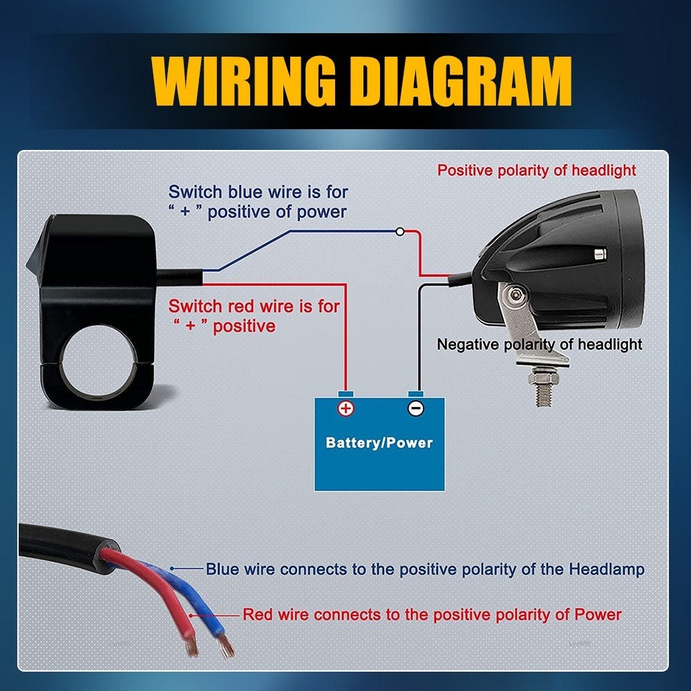Handlebar Switch Plug and Play Button Push ON OFF Swithces Fits For 7/8" Handle