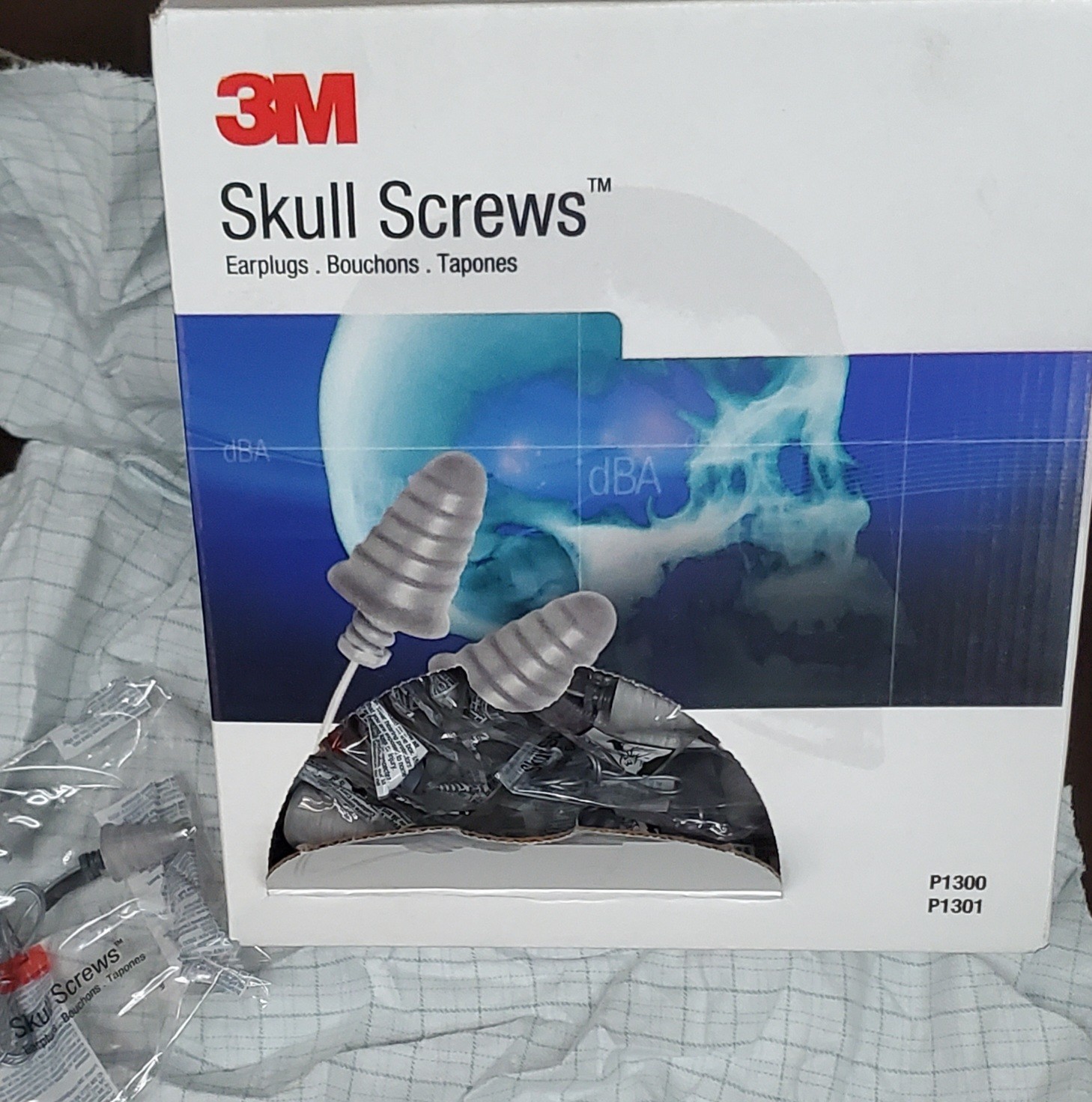 15 PAIR 3M P1301 Skull Screws CORDED SHOOTING EAR PLUGS Noise Reduction NRR 32db