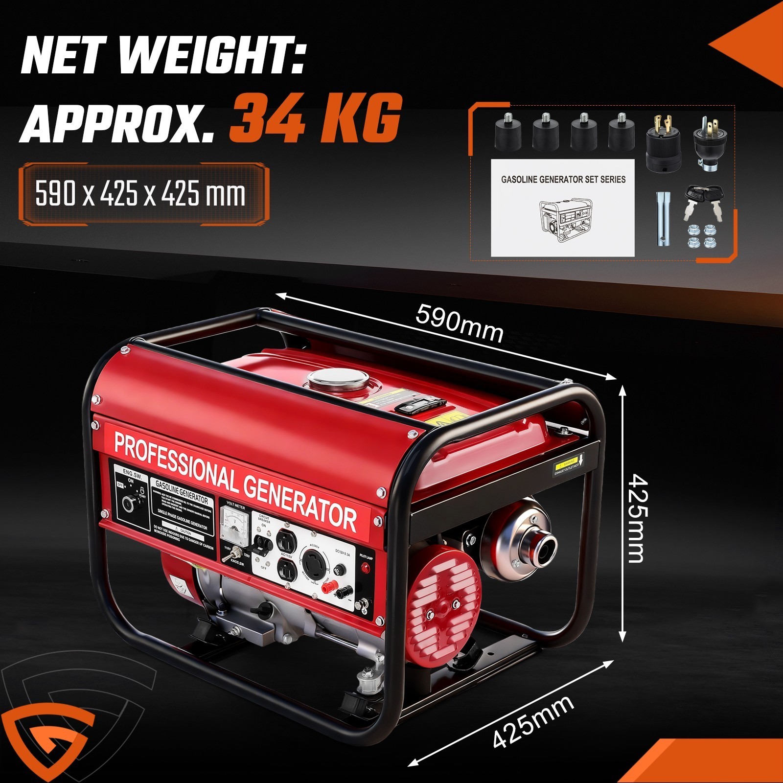 5000W Portable Generator Gas Powered 4 Stroke for Home Backup Construction