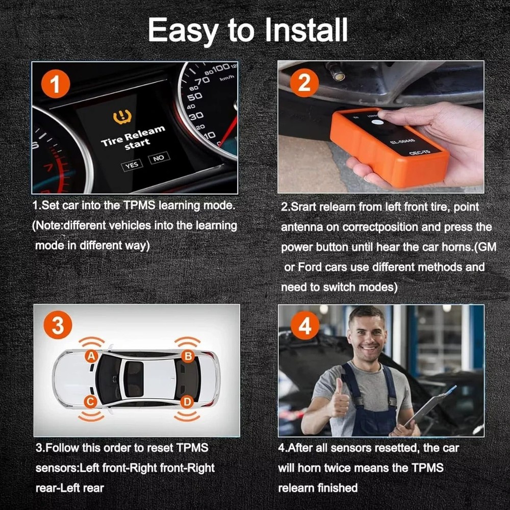 GM TPMS Relearn Tool Sensor Reset Activation Programming for Chevy Vehicles - Up