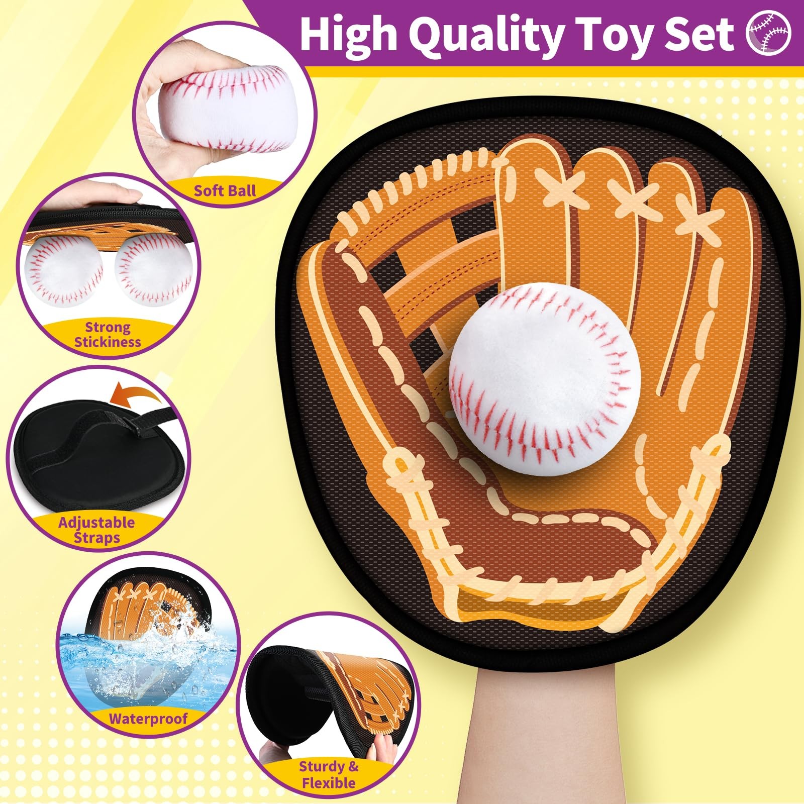 SpringFlower Catch and Toss Game, Outdoor Sport Game Toy for Toddlers Brown