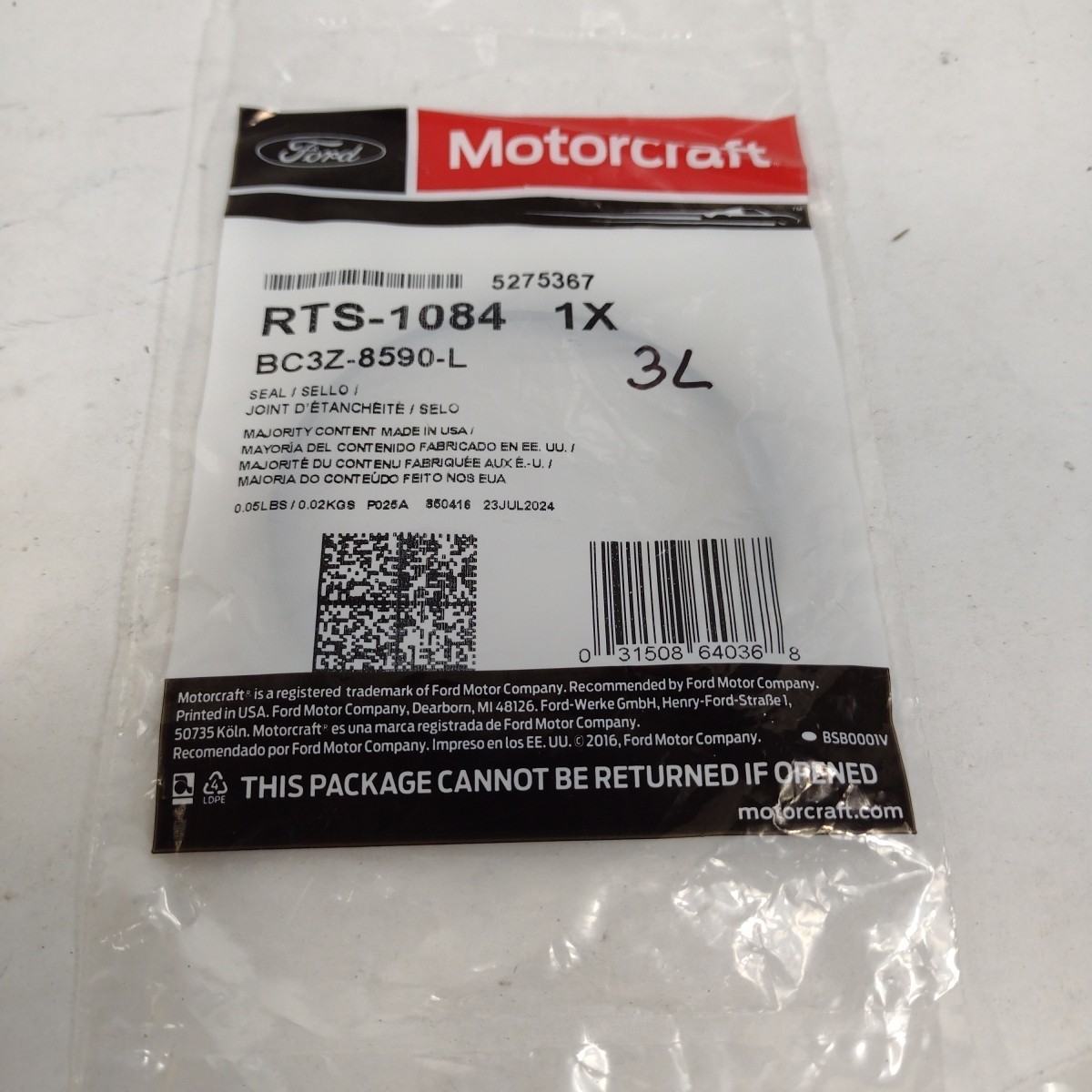 Genuine OEM Engine Coolant Reservoir Seal-Recovery Tank Seal Motorcraft RTS1084