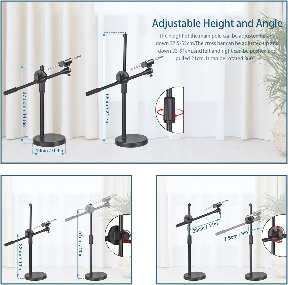 Overhead Phone Mount Live Streaming Desktop Stand,Adjustable Black