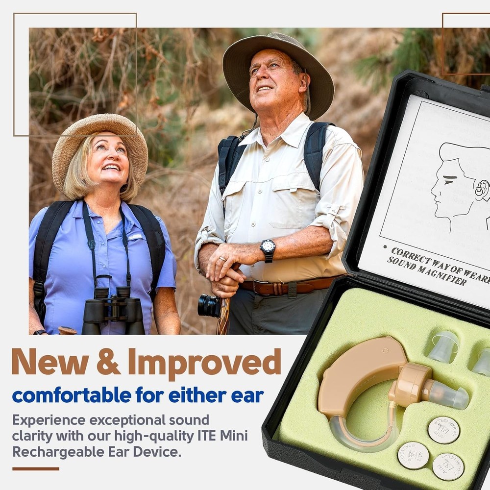 Digital BTE Hearing Amplifier - Noise Reduction, Volume Control, Lightweight