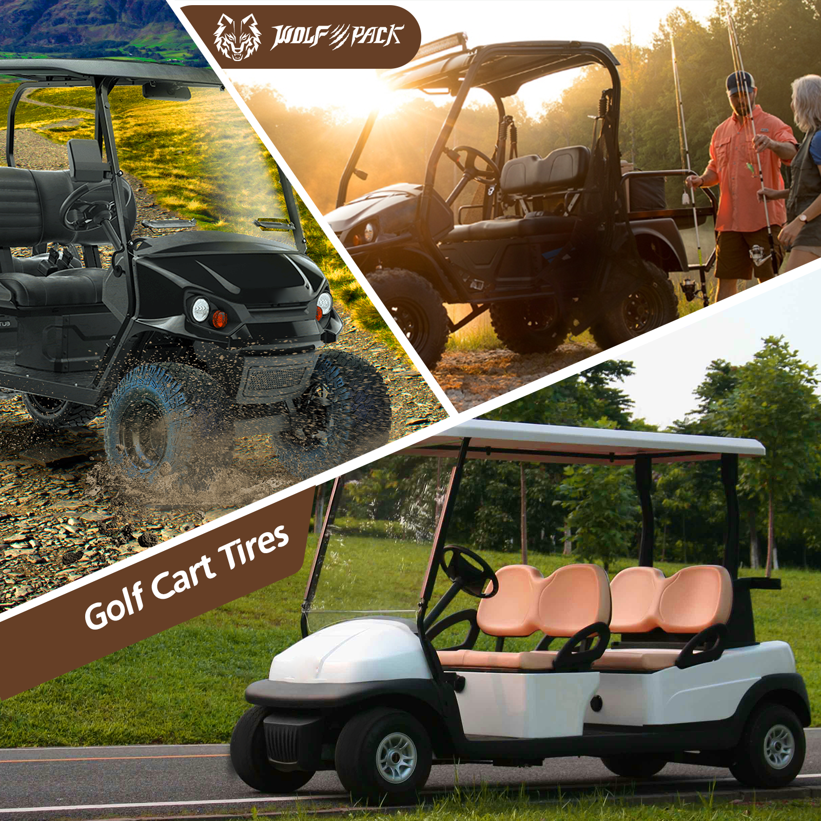 Set Four 205/50-10 Golf Cart Tires 4 ply All Terrain Low Profile Tire Tubeless