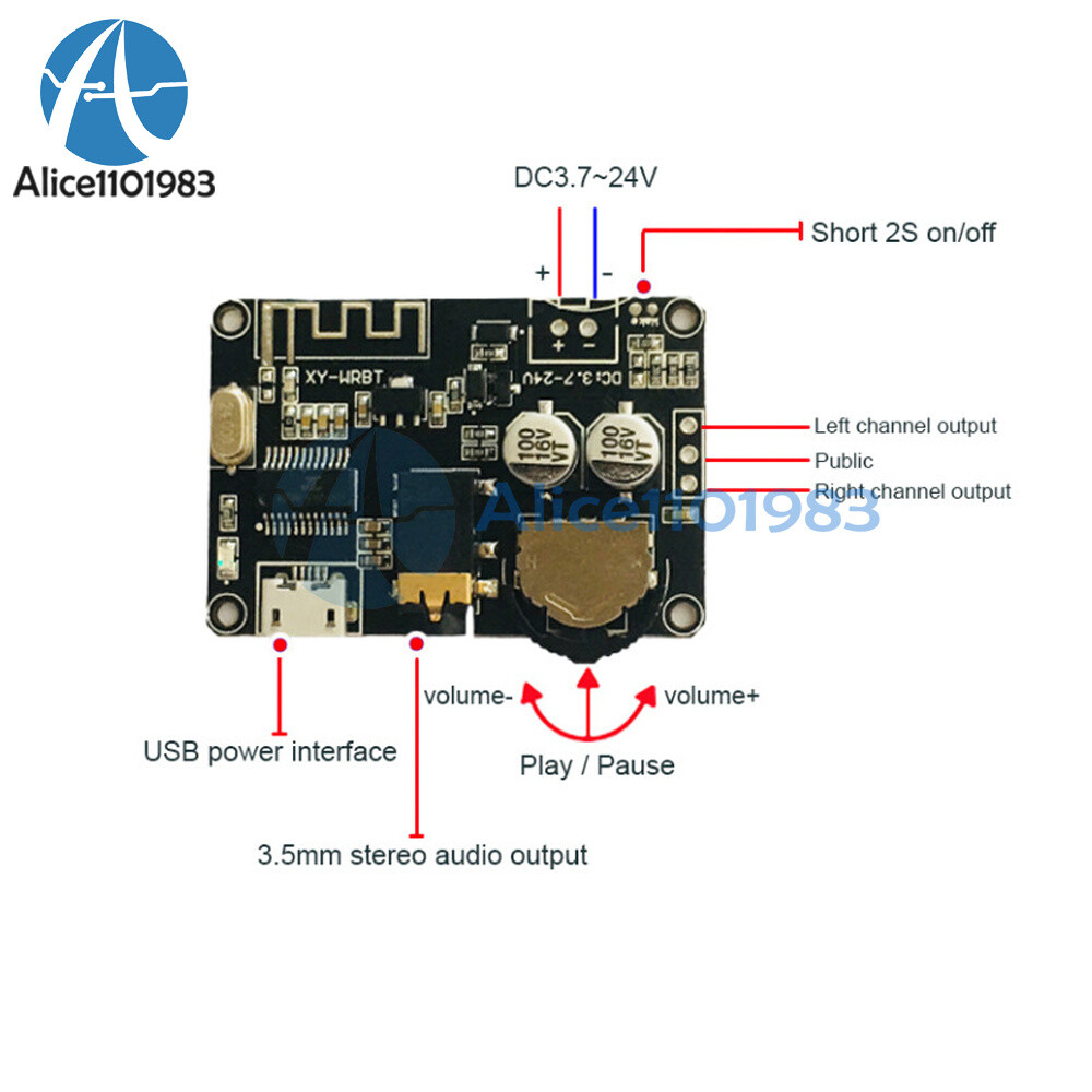 Adjustable Volume DC3.7-24V Bluetooth 5.0 Stereo Audio Decoder Board