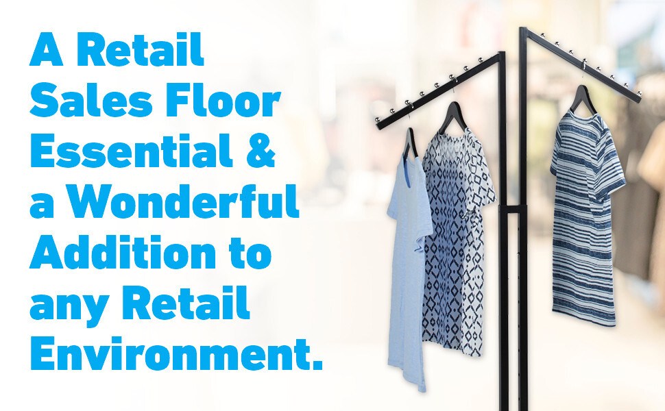 Clothing Rack Two 2 Way Slant Arms Clothes Black Adjustable Height 72" Retail