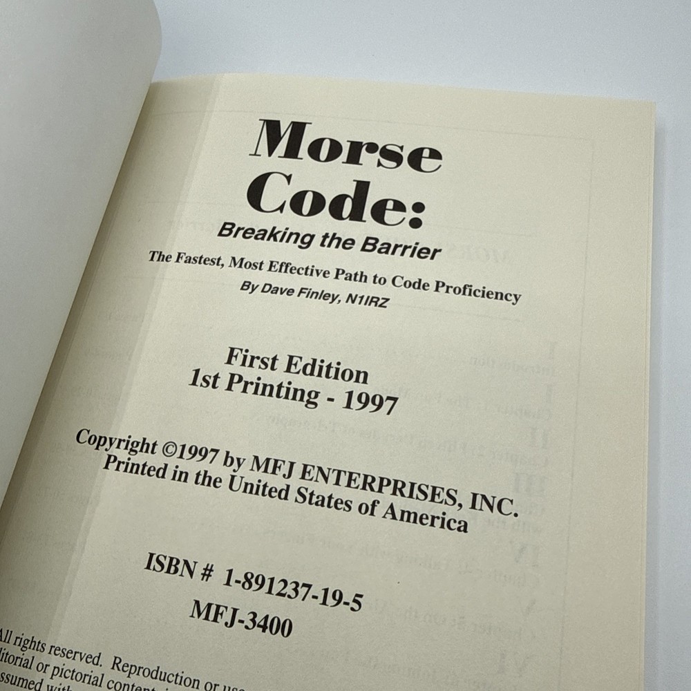Morse Code: Breaking the Barrier First Edition 1997 by Dave Finley Paperback
