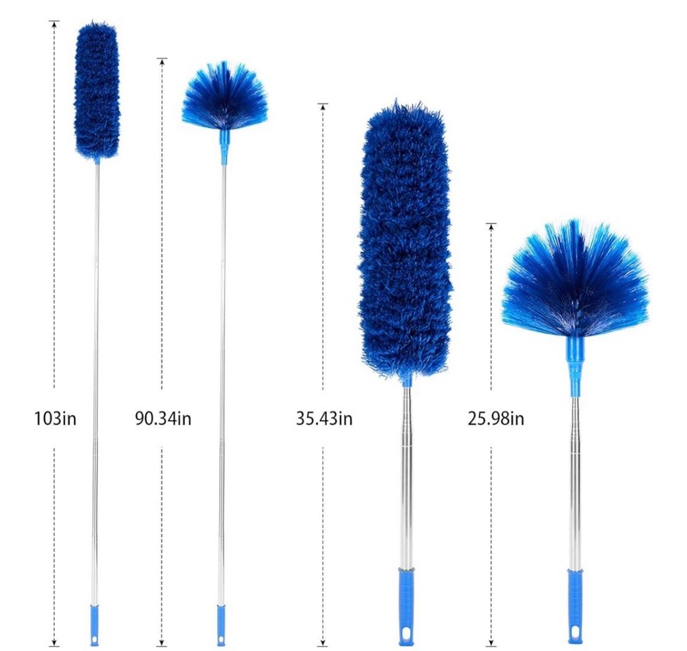 Cobweb Duster with Extension Pole, Washable Cleaning Duster Kit with 2 Dusters