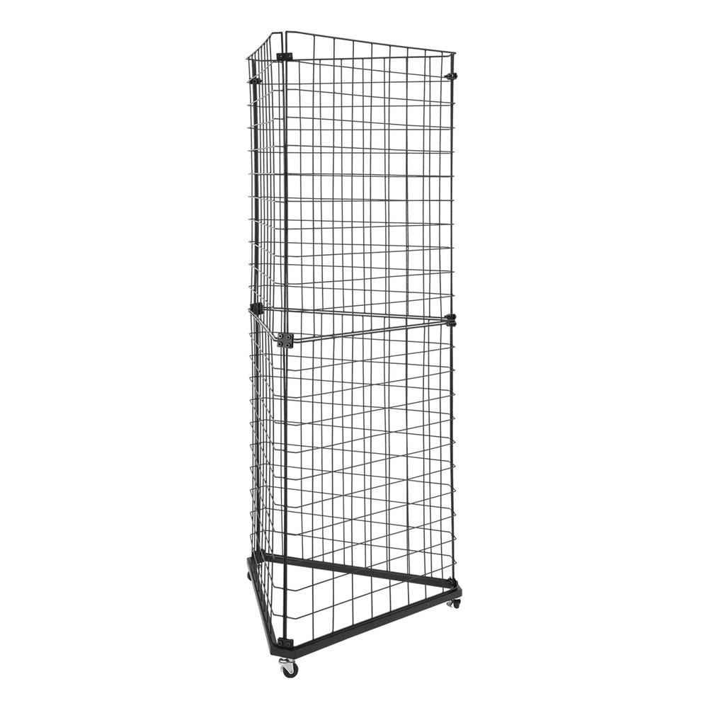 Triangle Wire Grid Display Stand with Casters - Stable Corner Rack