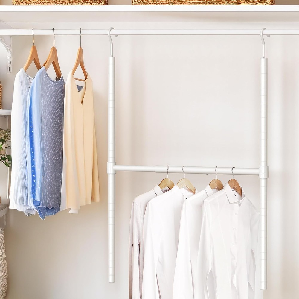 Adjustable Closet Hanging Rod, White
