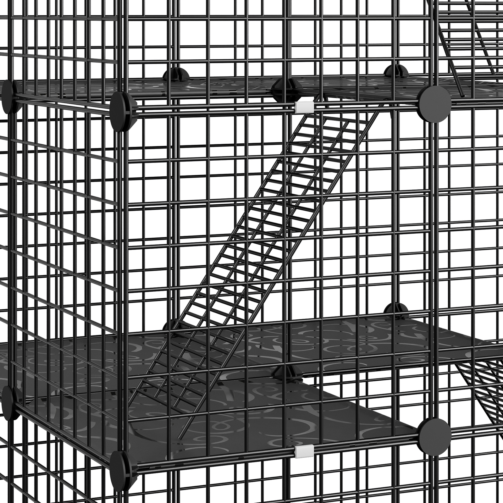 4-Tier Cat Cage Indoor Cats Pets Playpen Detachable Metal Wire Cat kennel Black