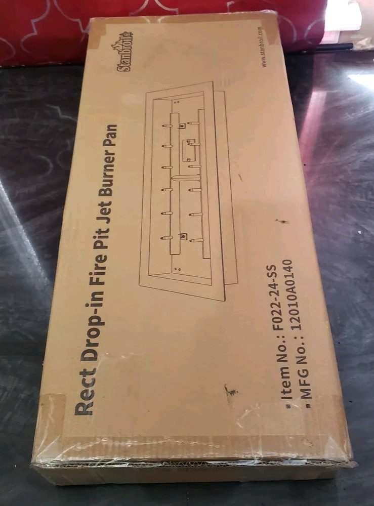Stanbroil Rectangular Drop-In Fire Pit Jet Burner Pan 24" x 8" F022-24-SS