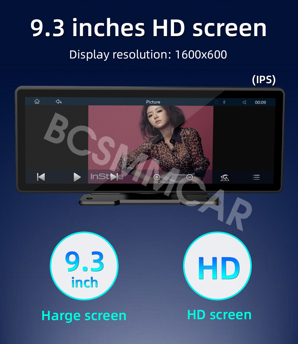 Portable Car Radio Multimedia Player 9.3in For Apple Carplay BT/FM Mirror Link