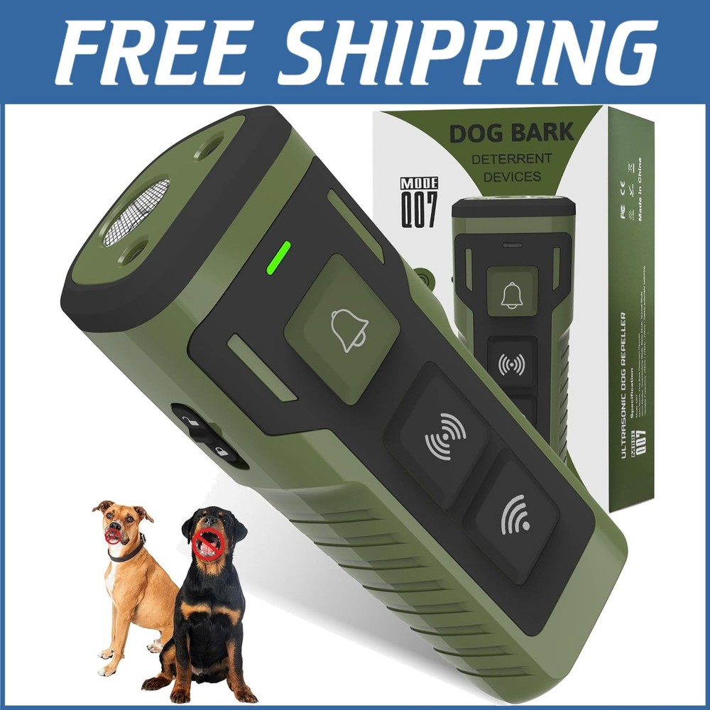 Lightweight Ultrasonic Bark Deterrent for Dogs - 50FT Control & Flashlight