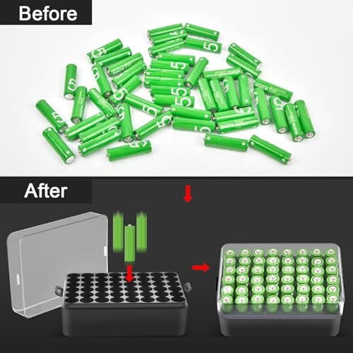 Battery Organizer Storage Case, Battery Vault Box Container for Large Black