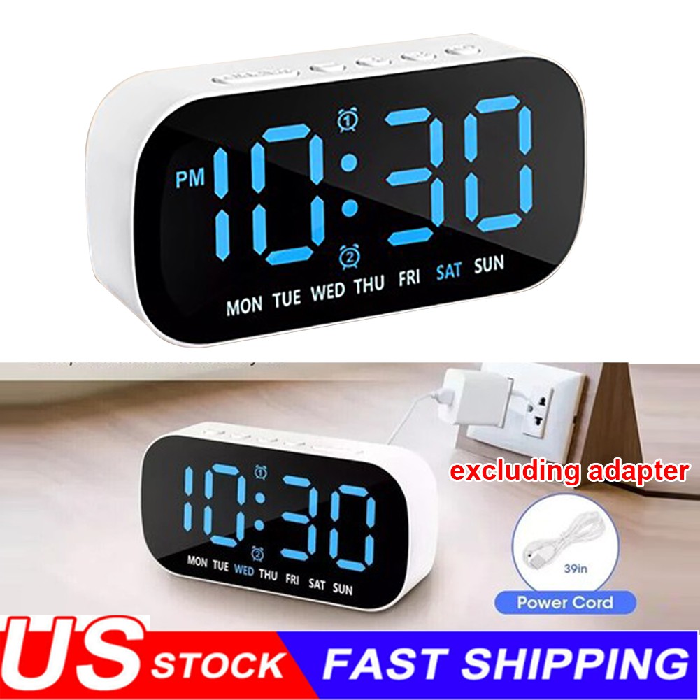 Electric Digital Alarm Clock LED Large Display Battery Backup Snooze Dual Alarm