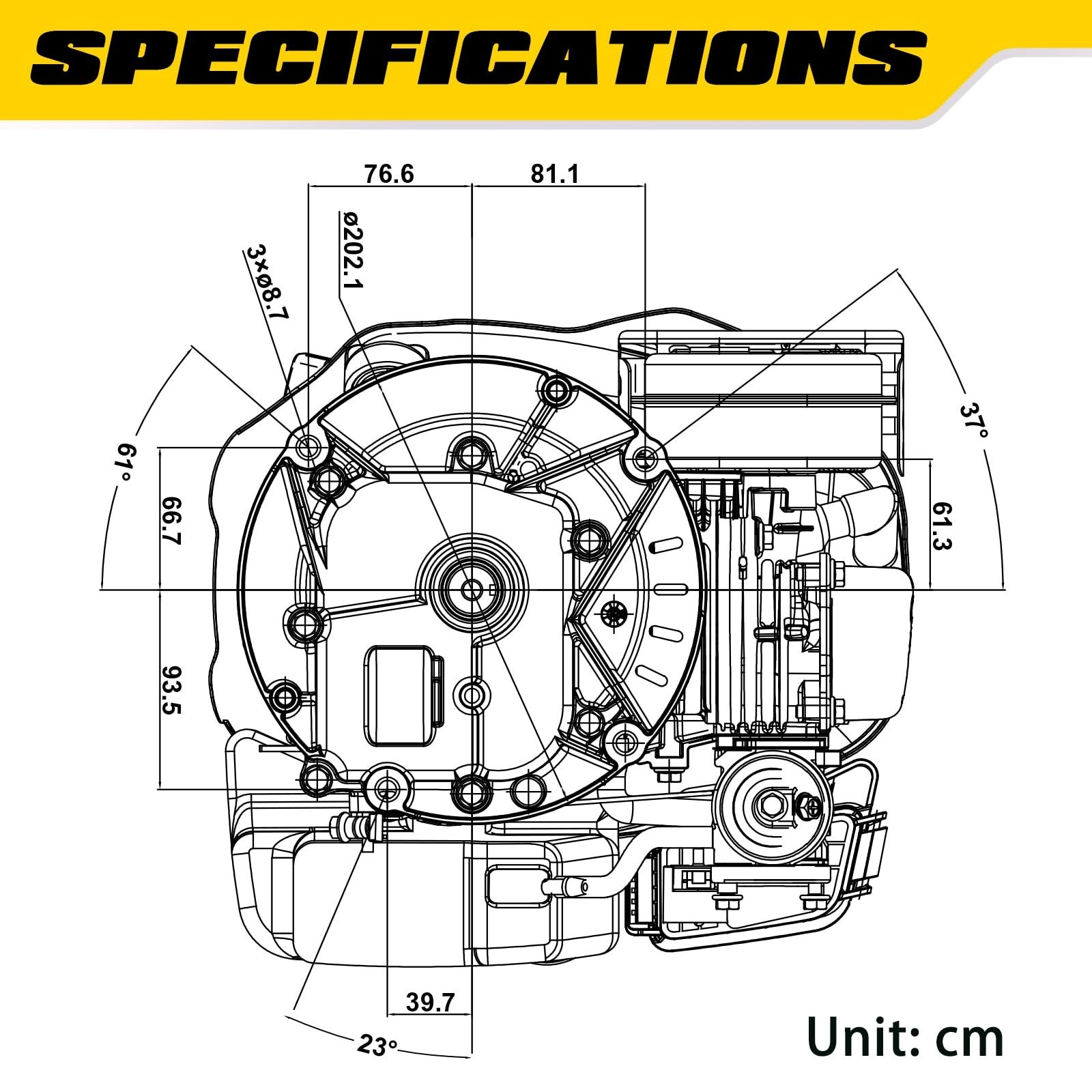 Aceup Energy 4.4HP 173cc Gas Engine Vertical Shaft 4-Stroke OHV Motor w/ Primer