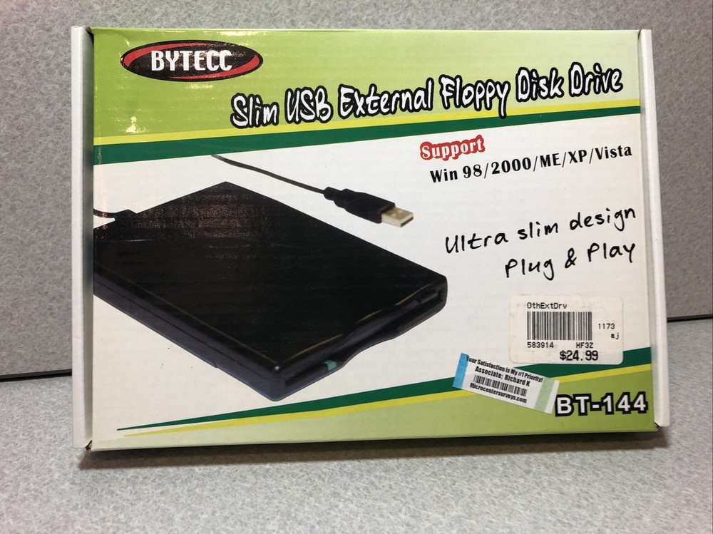 Bytecc Slim USB External Floppy Disk Drive New in open box