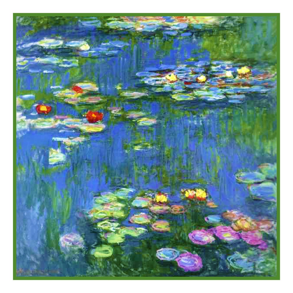 Impressionist Monet's Water Lilies #1 Counted Cross Stitch Chart Pattern