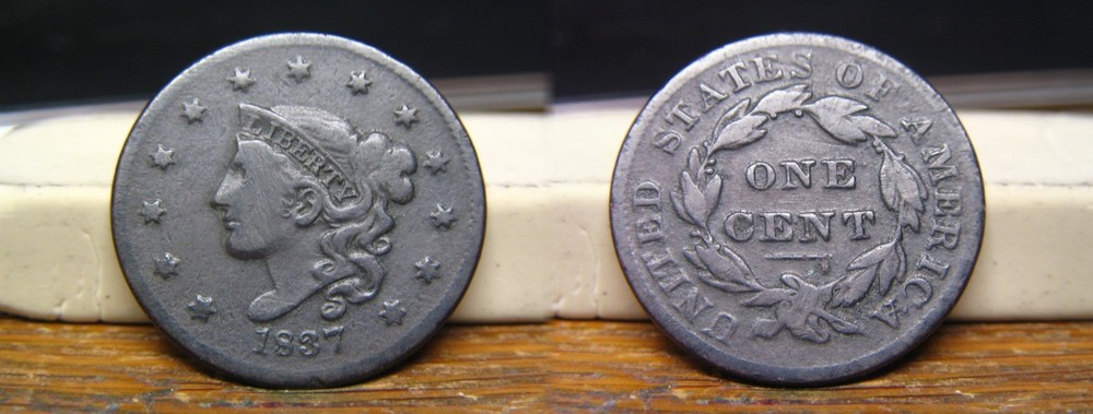 1837 LARGE CENT CORONET TYPE US COIN