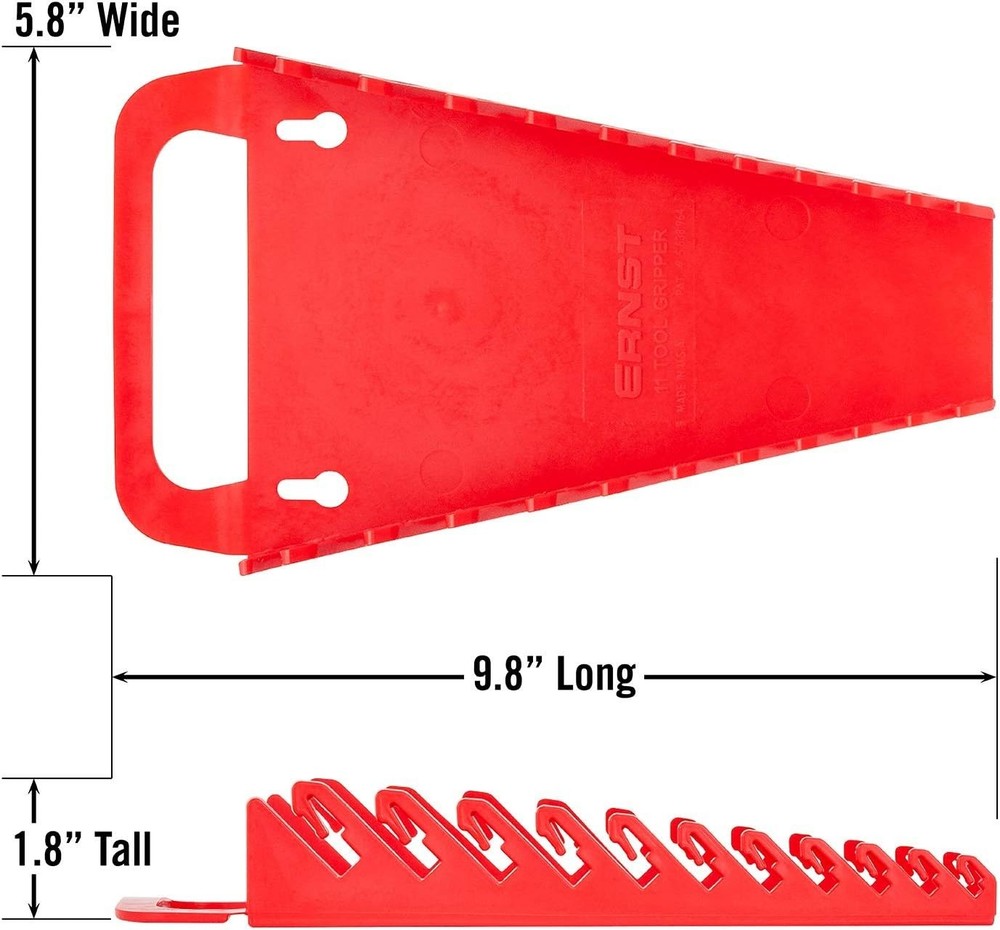 Efficient Wrench Organizer - 11 Tool Red Gripper with Vertical Mount Kit