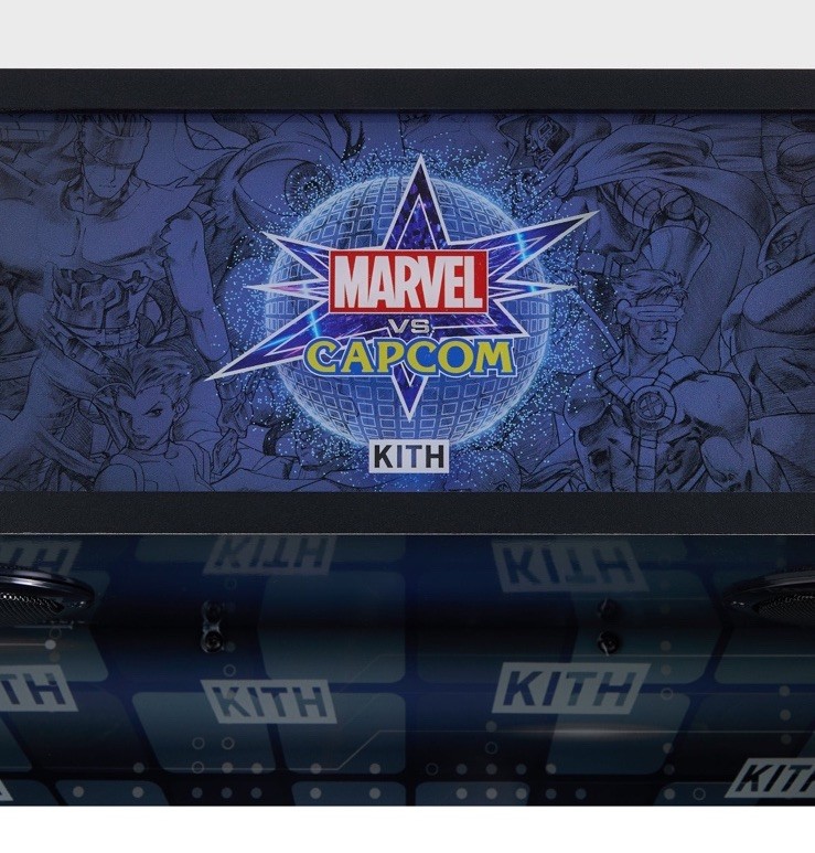 KITH FOR ARCADE1UP MARVEL VS CAPCOM 2 ARCADE W/ STOOL & GAMES IN HAND