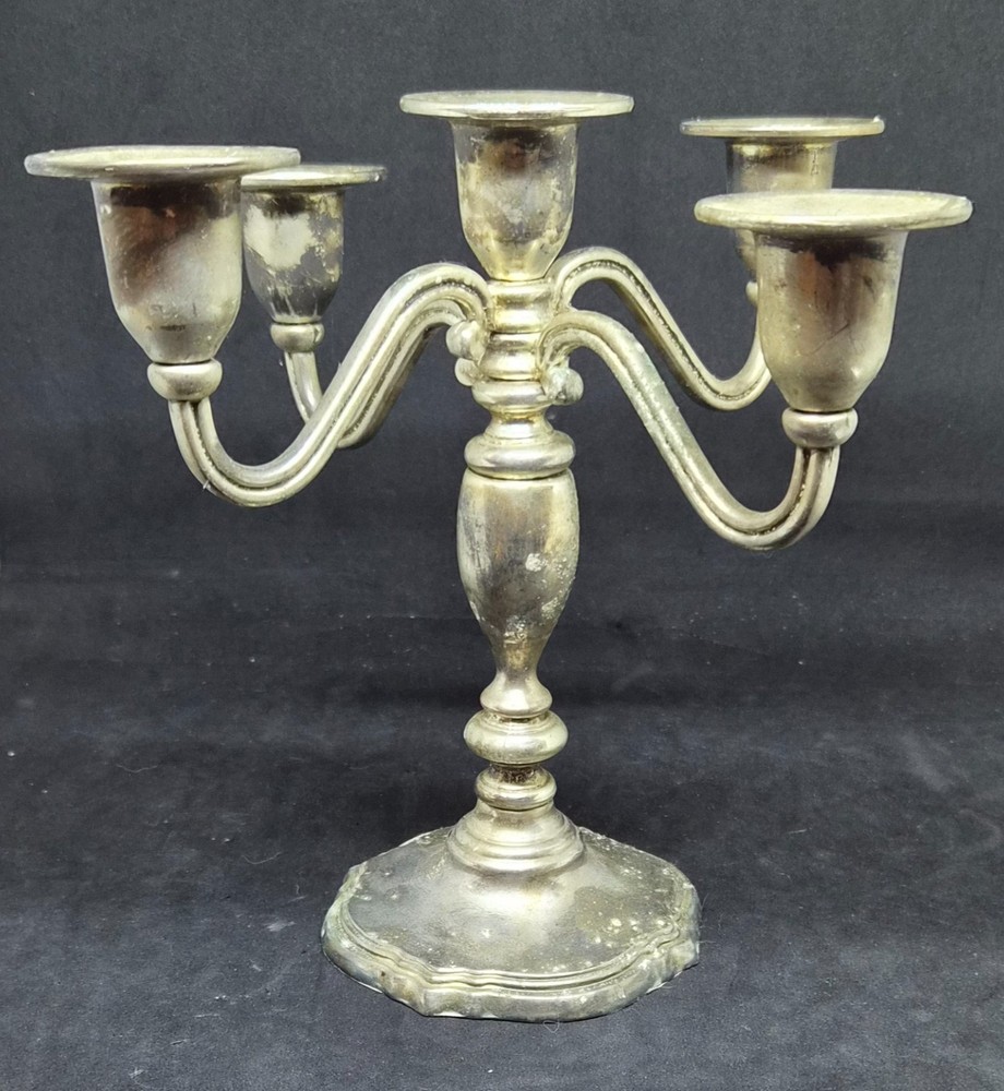 ANTIQUE GONDINGER SILVER CO CANDLEABRA 4 HOLDERS PATINA ADJUSTABLE 8" TALL NICE!