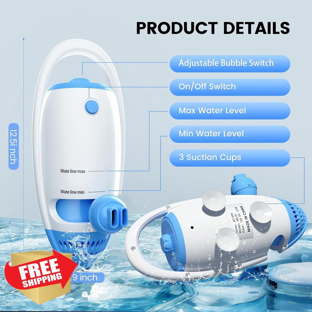Bath Jet Spa Machine Bathtub Bubble Maker Massage Soothing Bubbles