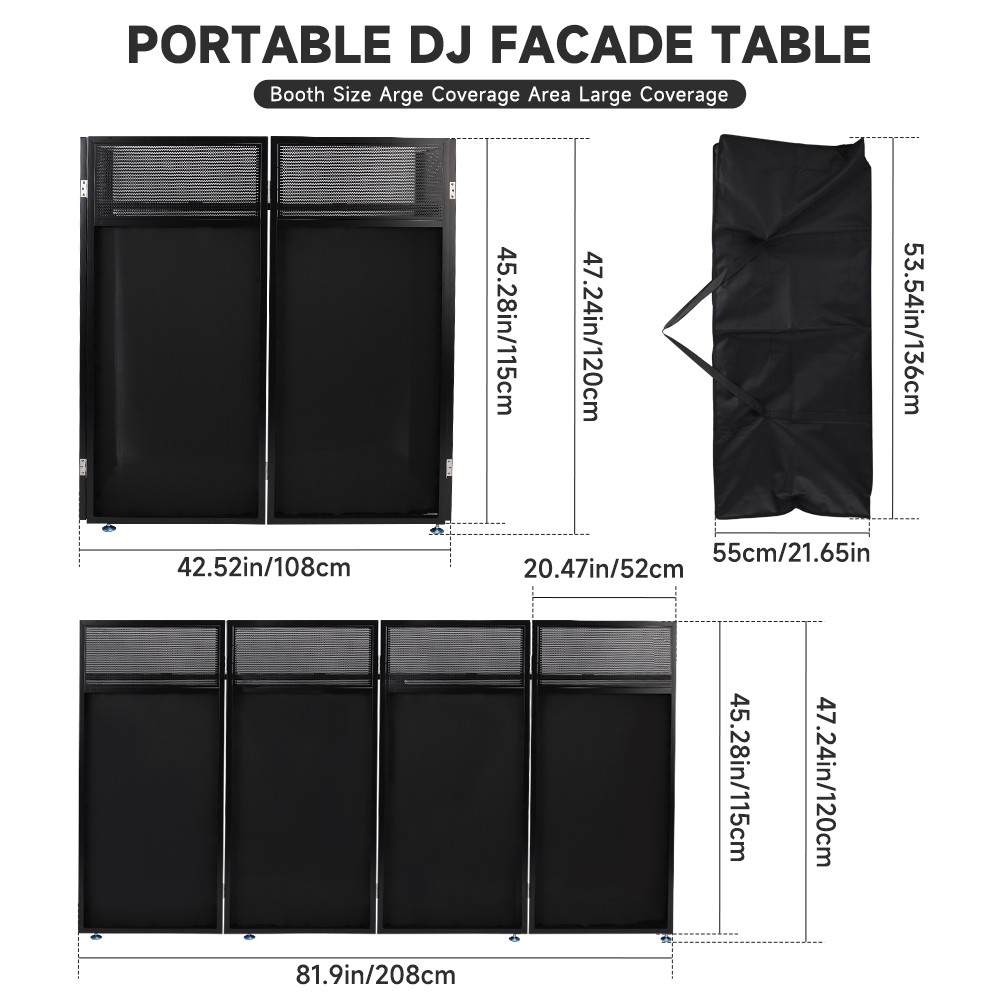 Portable DJ Facade Table Station 45"x42" Event Booth Facade Metal Foldable Frame