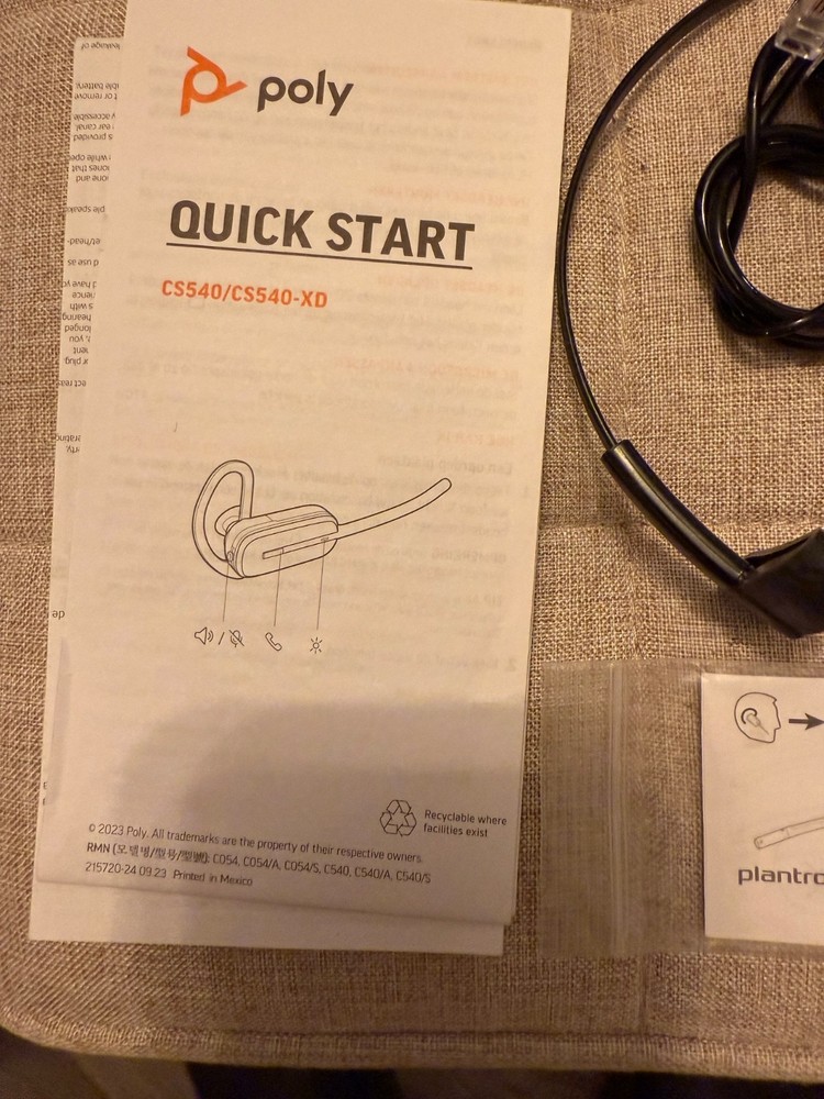 PLANTRONICS Poly CS540 Wireless DECT2 Headset Black,