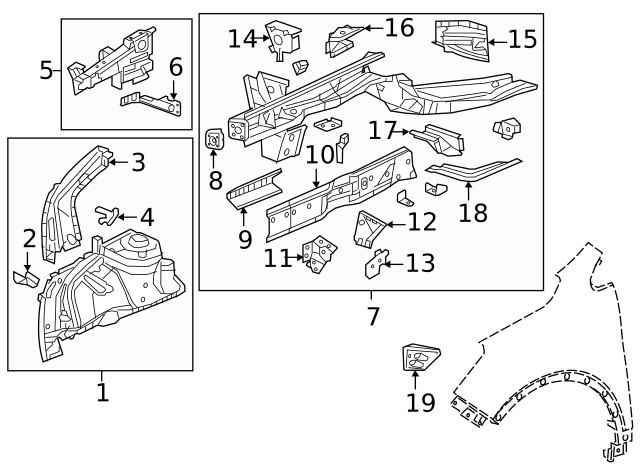 Genuine GM Driver Side Front Engine Compartment Front Outer Rail 23301438