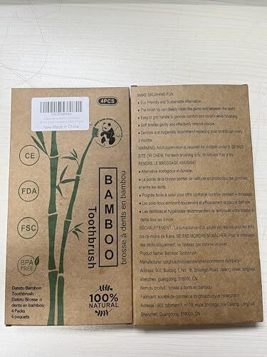 Bamboo Toothbrush Extra Soft Biodegradable Bristles Eco-Friendly 4-Pack