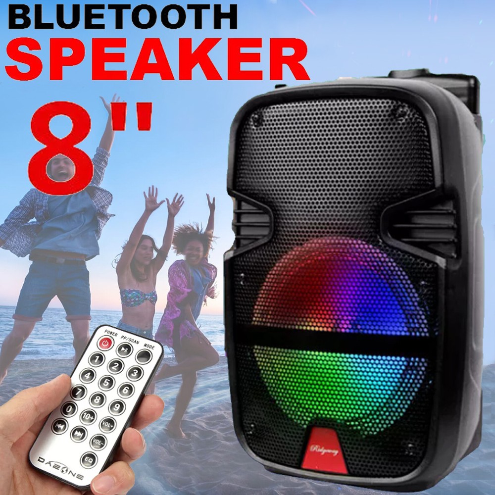3000W 8" Portable Karaoke Bluetooth Speaker Outdoor Sound System FM W/Mic Remote