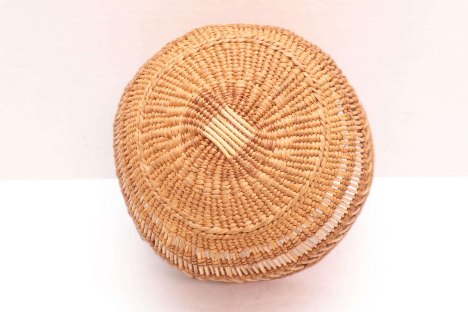 Vintage Hupa Yurok Karuk Northwest Openwork Basket Native American 8" ATQ