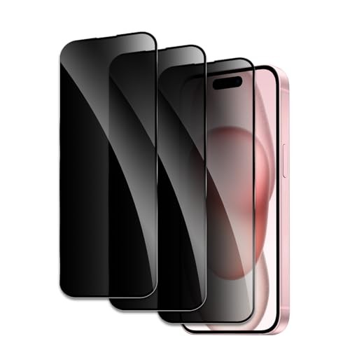 Privacy Screen Protector for iPhone 15, Shatterproof Tempered Glass